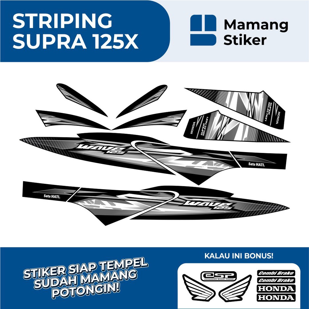 STRIPING SUPRA X 125 VARIASI 28/STICKER SUPRA X125 FI WAVE 2007 2008 2009 2010 LAMA/STIKER LIS HONDA