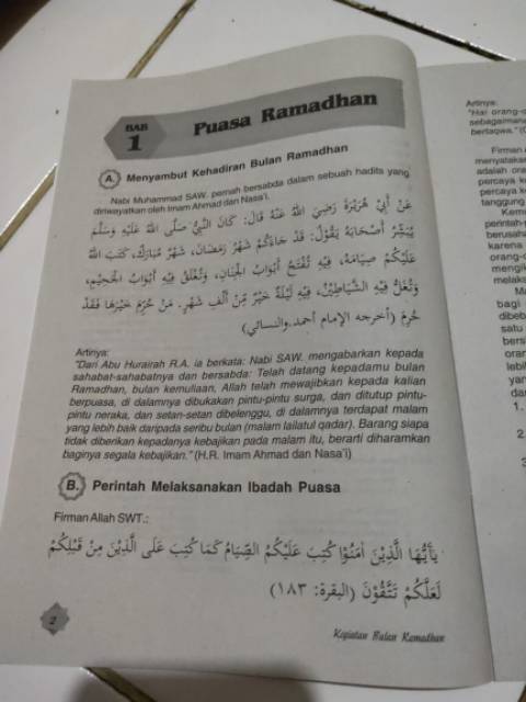 Ceramah untuk mengisi buku ramadhan