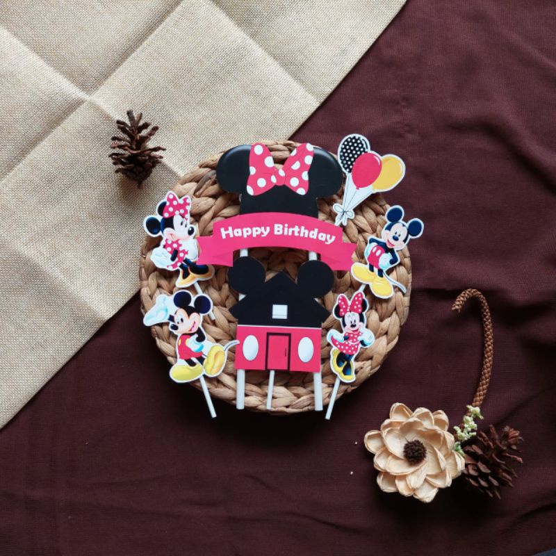 mickey mouse minnie mouse cake topper satu set hiasan kue ulang tahun motif mickey minnie mouse