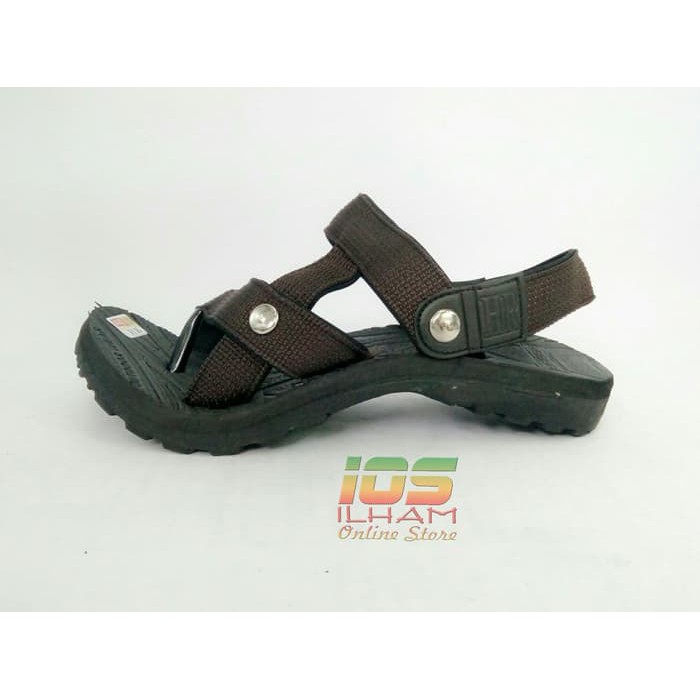 Sandal Gunung Dewasa HR Karet Hitam Cokelat Size 38-42