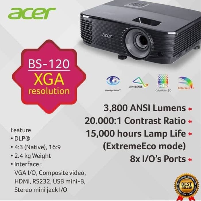 Projector ACER BS120 XGA 1024x768 - 3800 Ansi Lumen - Projector 3800Ansi