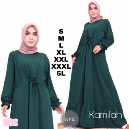 BAJU GAMIS JUMBO WARNA ORANGE - BUSUI KATUN RESLETING DEPAN POLOS LD 130 INDAH MENAWAN CANTIK SYARI