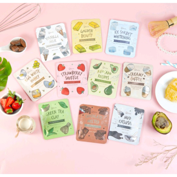 New Pack Masker Wajah Bubuk Lea Gloria 20gram 10 Varian BPOM