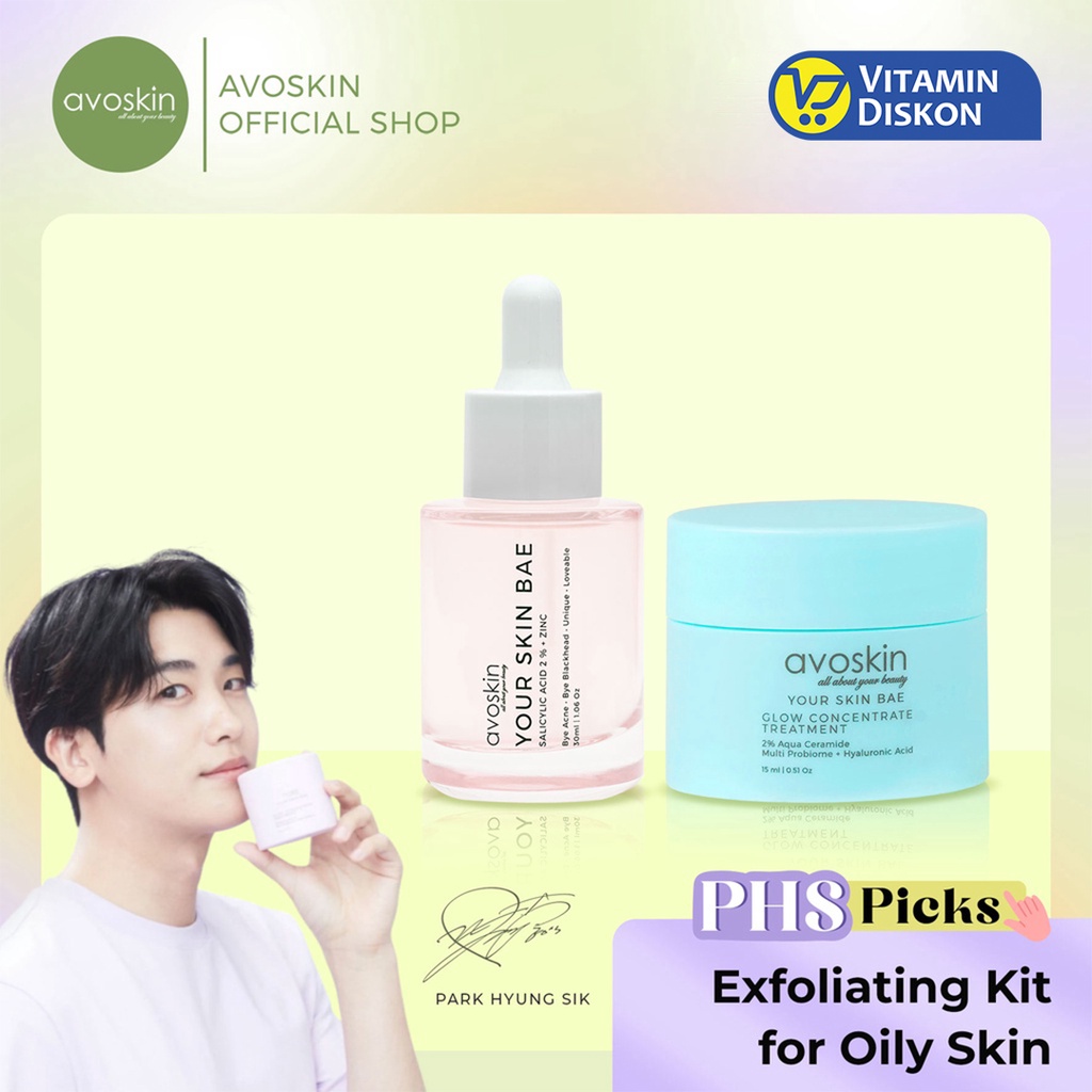 [Park Hyung Sik's Pick] Exfoliating Kit for Oily Skin (Paket Skincare Your Skin Bae Salicylic Acid Serum 30ml + Glow Concentrate Treatment Aqua Ceramide Moisturizer 15ml)