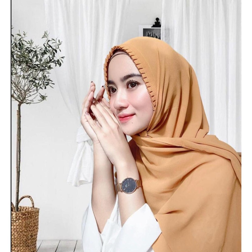 Alny Hijab - Kcb Pashmina Lipit Tali Diamond Italiano / Jilbab Pashmina Instan Tali Lipit