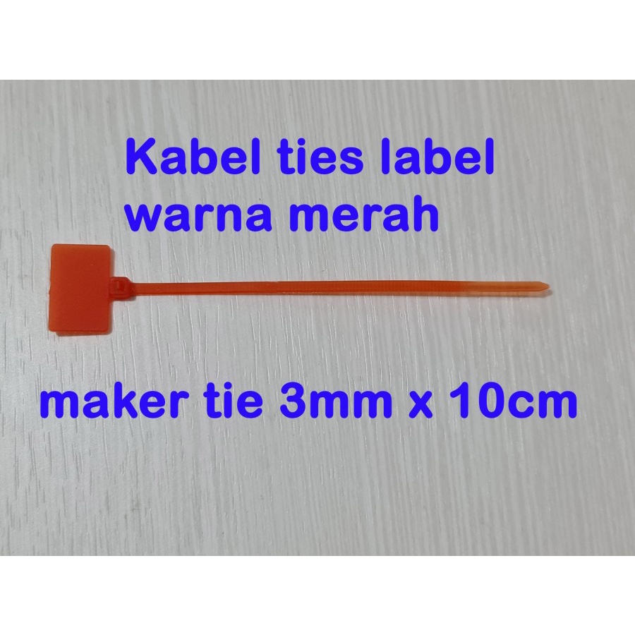 Maker TIE warna MERAH 10cmx3mm Pengikat Kabel label / cable Ties