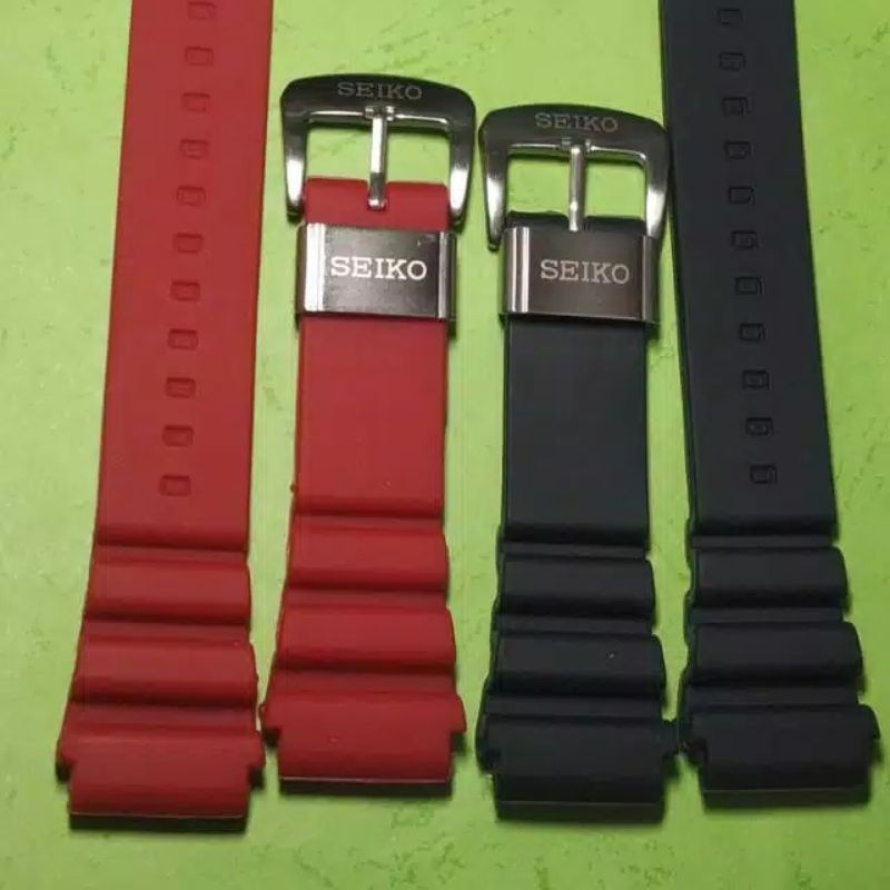 Strap Tali Jam Tangan SEIKO Prospex Tali Jam Silicone Hitam Merah