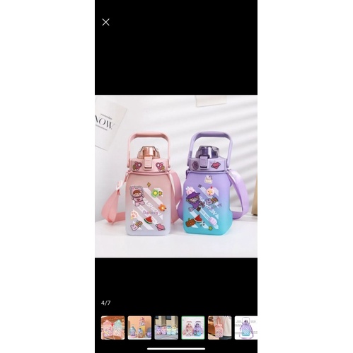 Botol Minum Kotak Gradasi Kapasitas 1.5L Free sticker 2D &amp; 3D