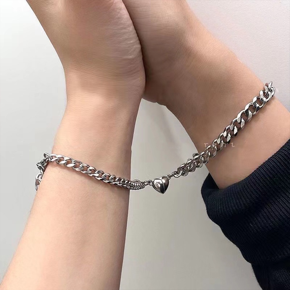 IFYOU Gelang Pasangan Warna Silver Gaya Korea Untuk Wanita