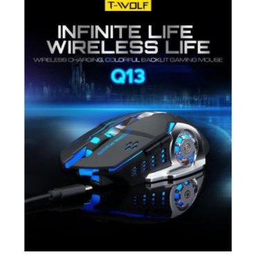 Mouse wireless gaming t-wolf usb 2.4ghz optical 2400dpi 6d rechargeable q-13 - twolf q13