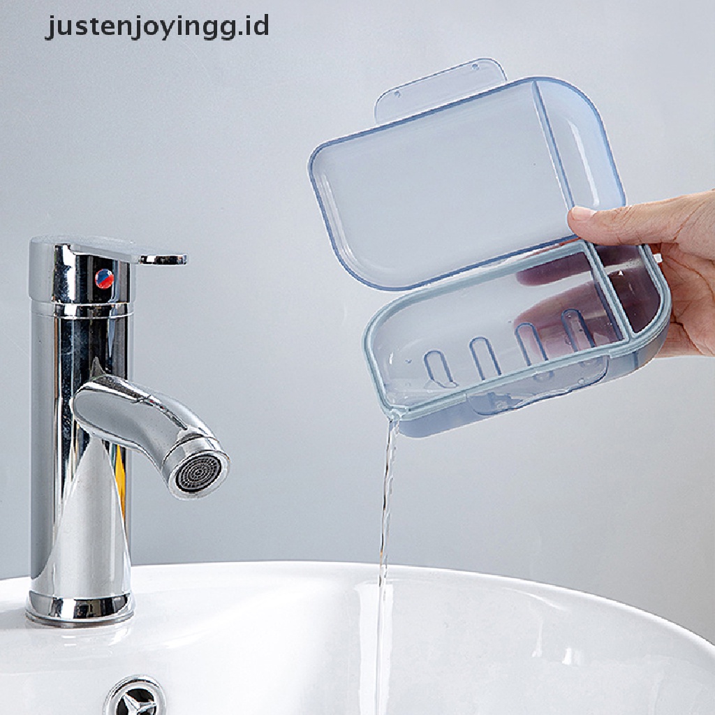 // justenjoyingg.id // Portable Sealed Round Shampoo Bar Soap Holder Box Case Container Home Travel ~