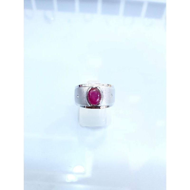 cincin cowo p.paladium batu ruby delima asli samping berlian