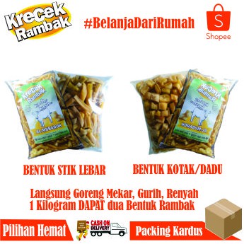 

(PILIHAN HEMAT) Krecek Kerupuk Rambak Kulit Sapi / 1 Kg Krecek Bentuk STIK LEBAR dan KOTAK/DADU