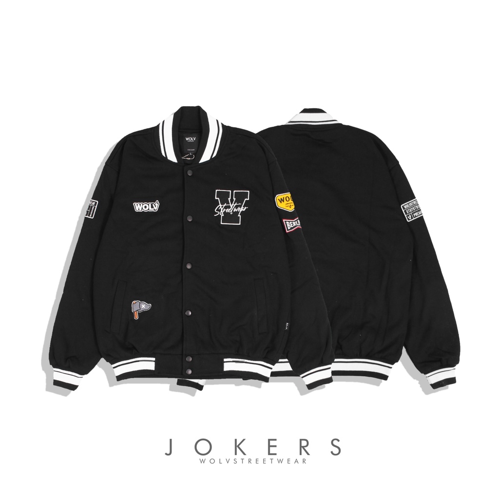 Jaket Jokers Jaket Varsity Jaket Wolv Jaket Baseball Pria Jaket Bomber Unisex