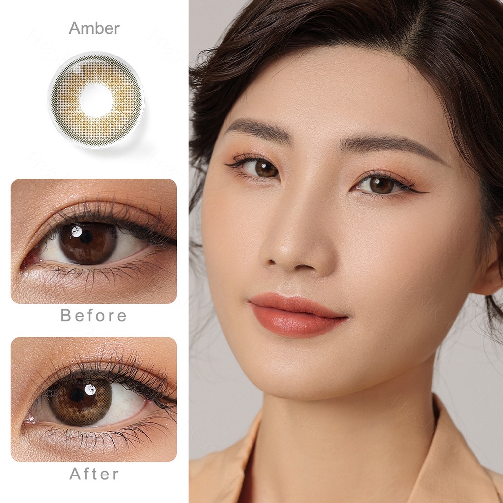 FreshKon Softlens Minus(-0.00 s/d -6.00) lensa kontak warna DIA 14.00mm gaya korea softlens grey