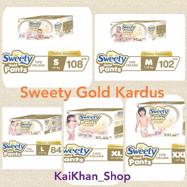 Sweety Gold Pants Kemasan Kardus - S108/M102/L84/XL78/XXL66