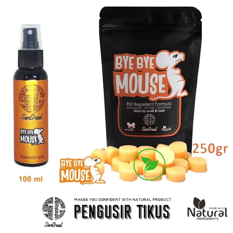 Paket pengusir tikus, bye bye mouse gel 250 gr &amp; spray ampuh