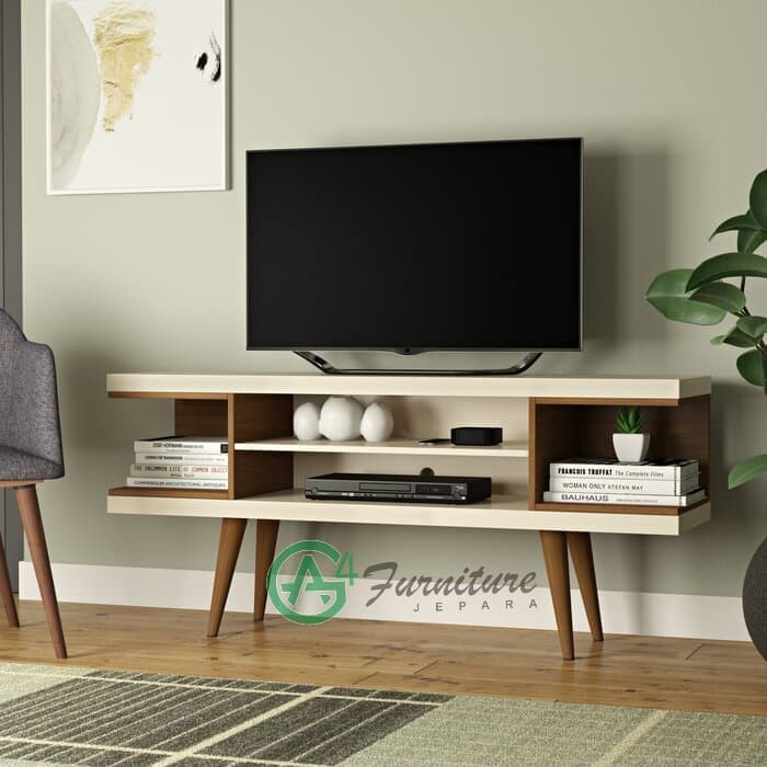 Rak TV Minimalis Modern Popeye - Kayu Jati