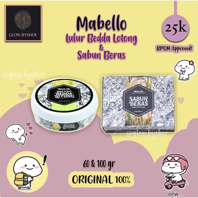 [READY] SABUN BERAS HITAM MABELLO & LULUR MABELLO BEDDA LOTONG TRAVEL SIZE 100GR SABUN BERAS DAUN KE