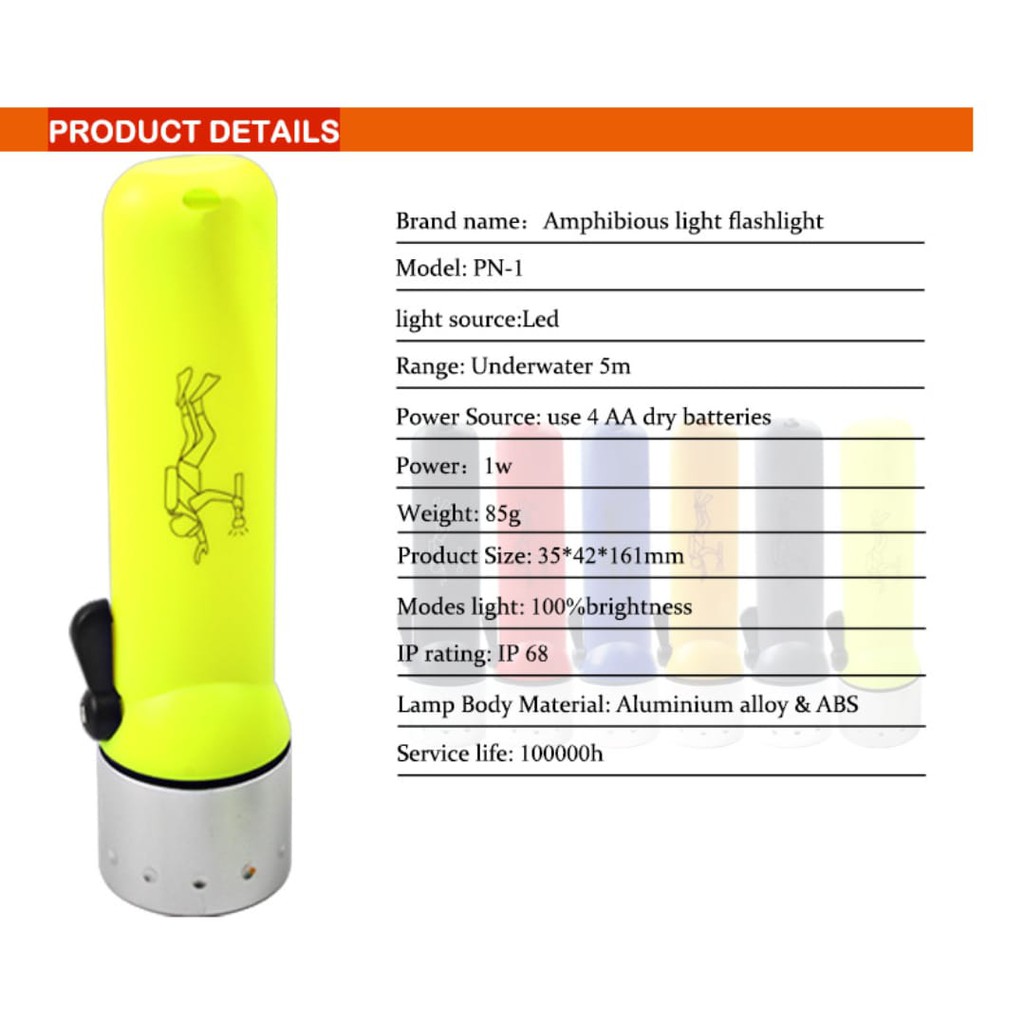 SENTER SELAM ANTI AIR / LIGHT DIVING FLASHLIGHT LED / SENTER TAHAN AIR