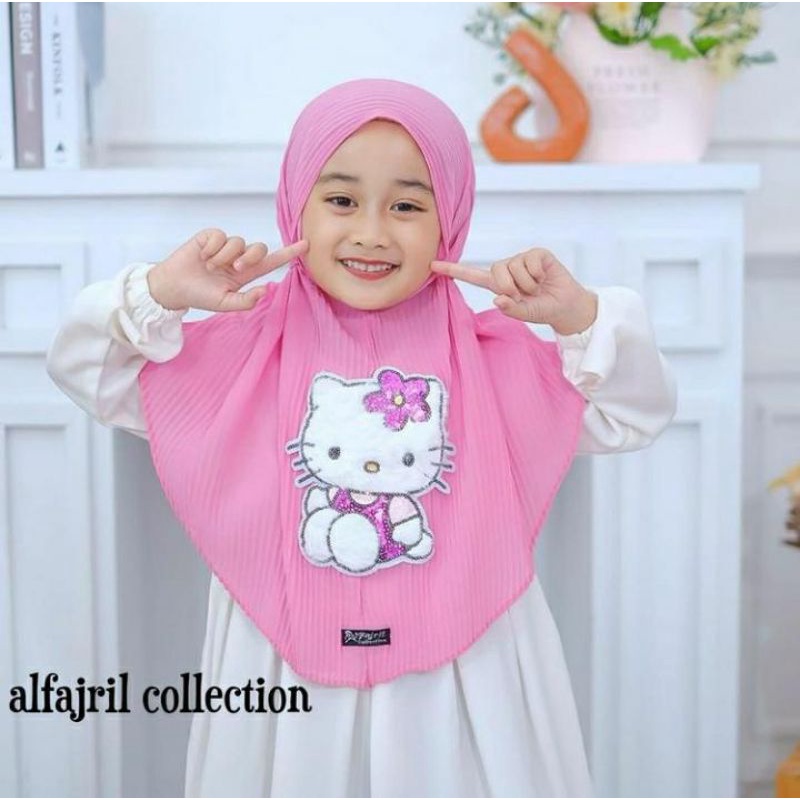 BERGO PLISKET ANAK LED/JILBAB ANAK PLISKET