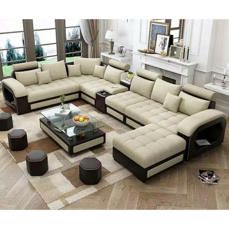 Sofa Ruang Tamu Minimalis Modern / Sofa Leter U Jumbo / U Shape / Sofa Ruang Keluarga Super Mewah