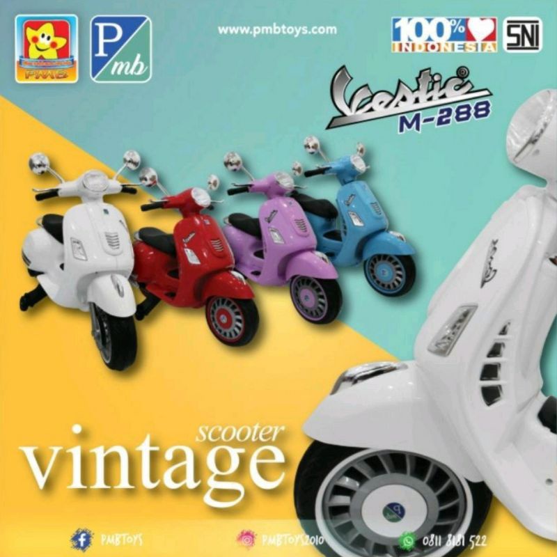 MAINAN MOTOR AKI ANAK VESPA MATIC VESTIC SCOOTER  M-288