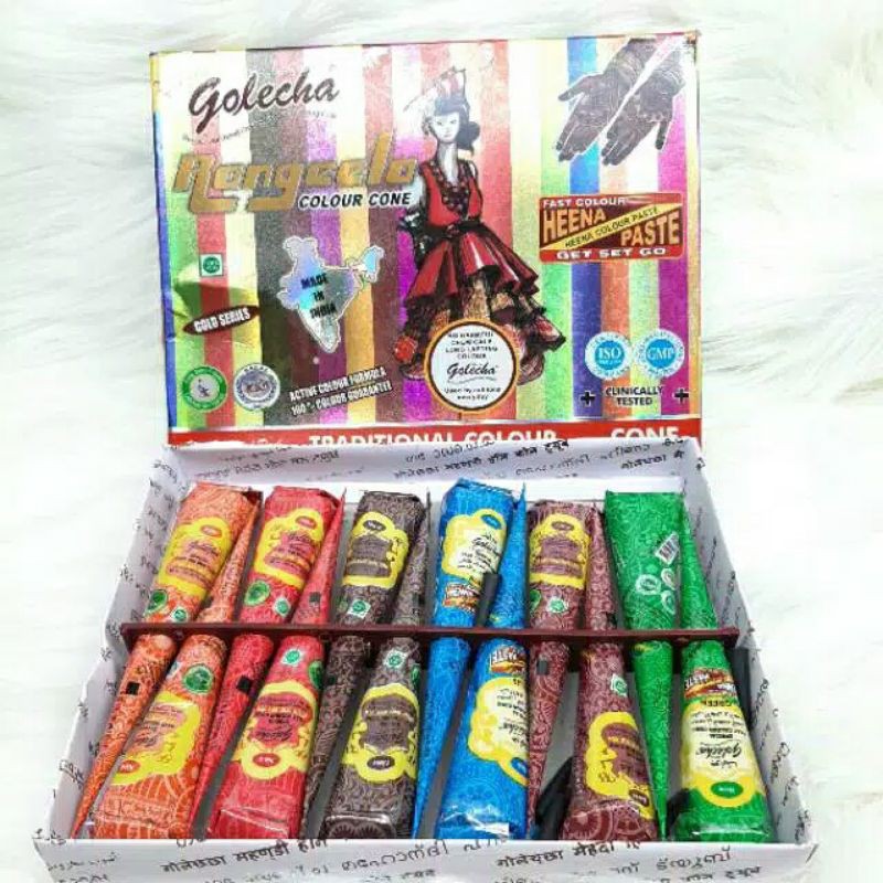 HENA GOLECHA ORI ( WARNA MIX ) BPOM 12pcs