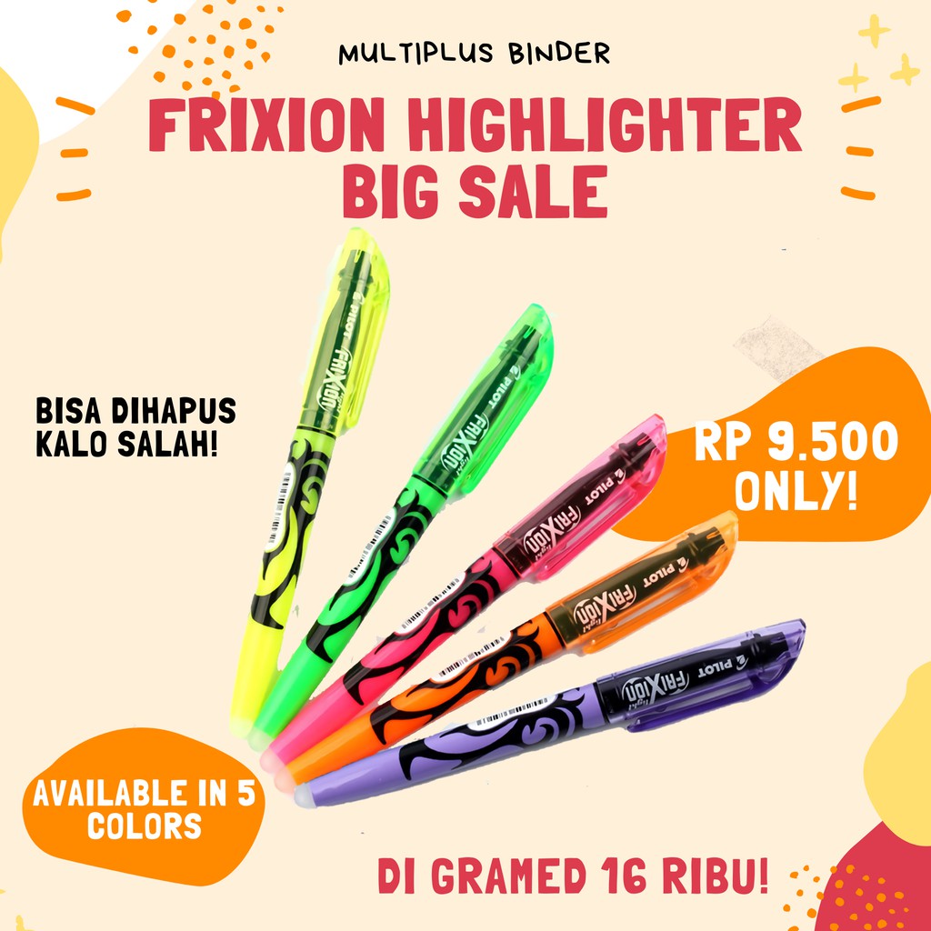 

[PROMO!!] Pilot Frixion Highlighter / Stabilo Frixion available in 5 colors