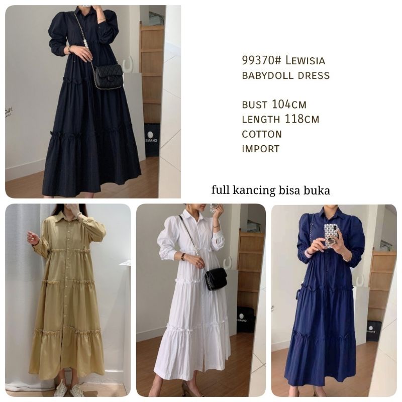 MDLV ~ 99370 LEWISIA BABYDOLL DRESS KOREA TERBARU LONG DRESS MAXI DRESS MUSLIM FASHION MUSLIM IMPORT