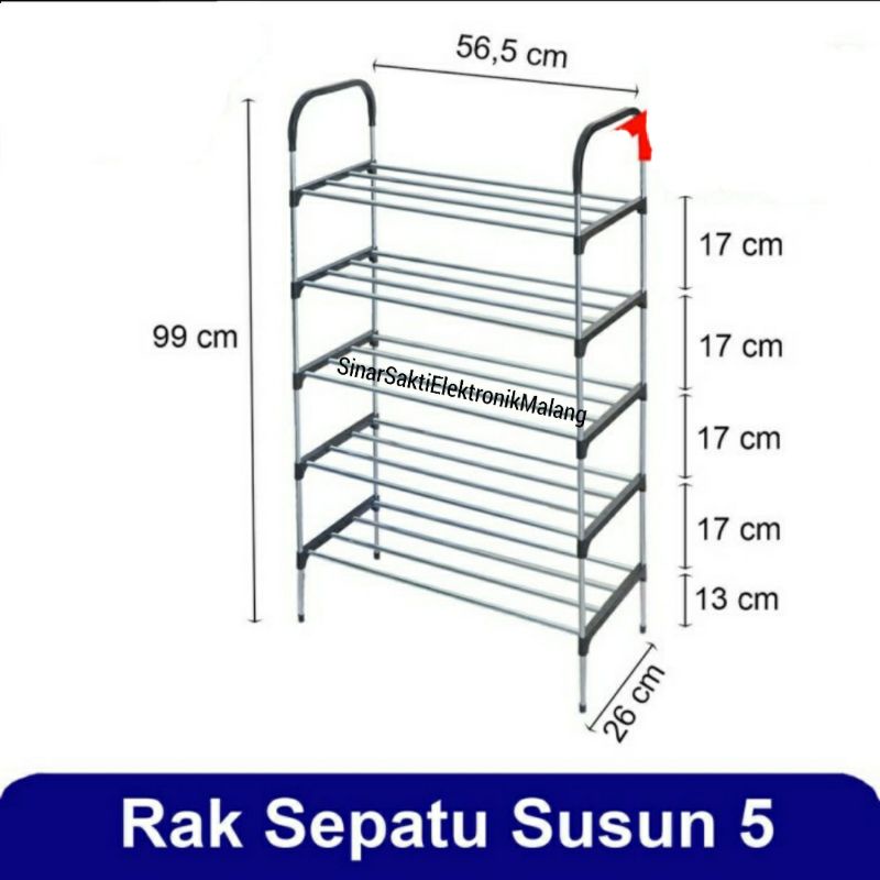 Rak Sepatu Susun Besi Stainless 5 Susun Serbaguna Tempat Sandal Sepatu Portable Malang