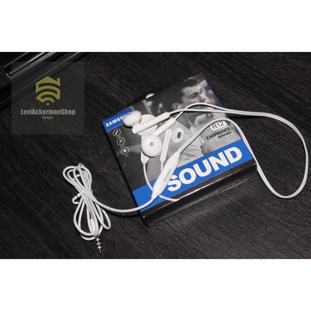 Headset Samsung Type R12 Bass Mode Unique Shape Elegan Warna Putih All Type Samsung