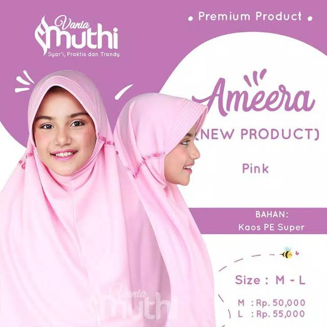 Jilbab Vania Muthi AMEERA size M dan L - Jilbab Sekolah - Jilbab Kaos - Jilbab Murah