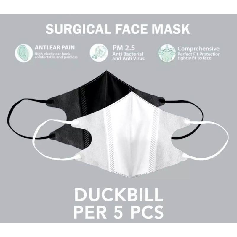 Masker Duckbill Hitam Putih 5 Pcs
