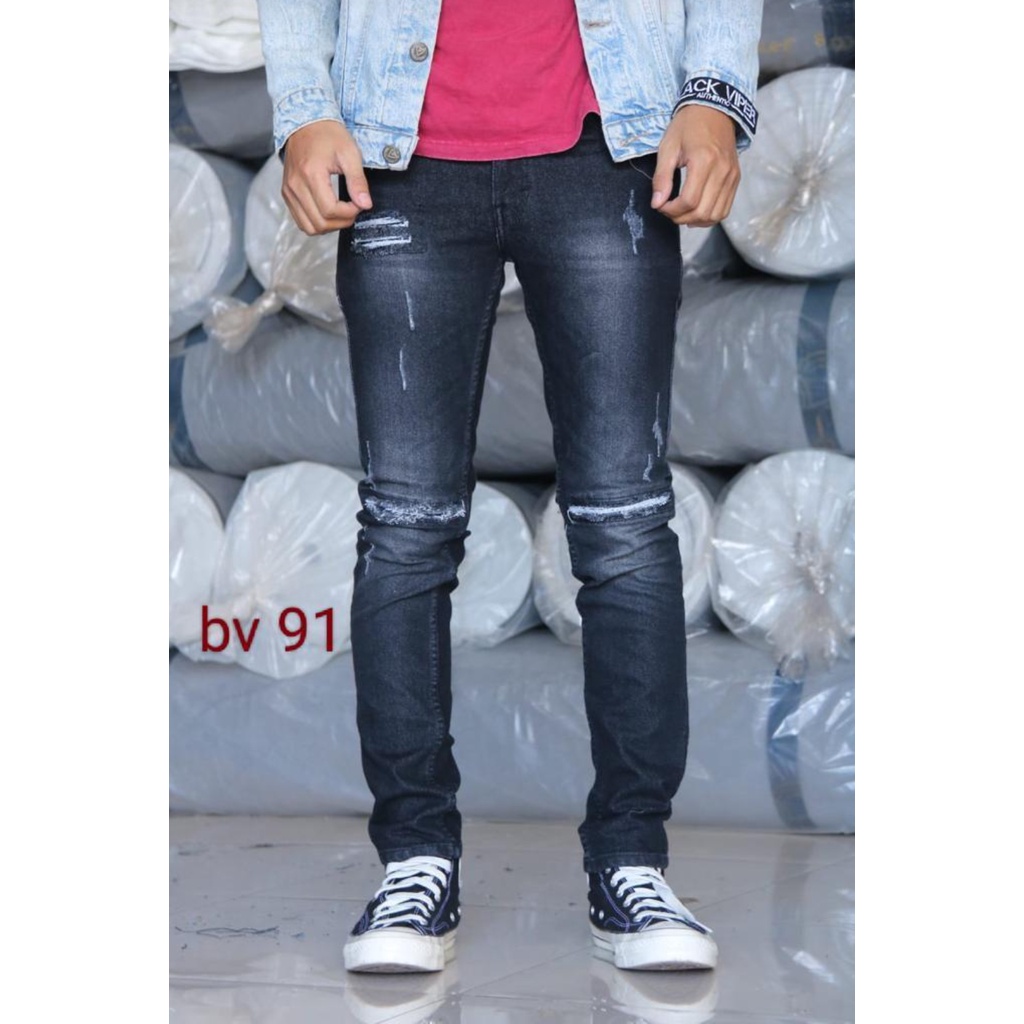 Celana Panjang Jeans Pria Model Sobek Fashion Distro Celana Jeans Panjang Sobek Ripped Destroy Model Ariel Noah Fashion korea Celana denim Panjang Pria Sobek Lutut