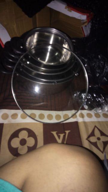 [disiniaja] [panci 5 Susun] Panci Beranak Stainless Steel Tutup Kaca Set Isi 5pcs