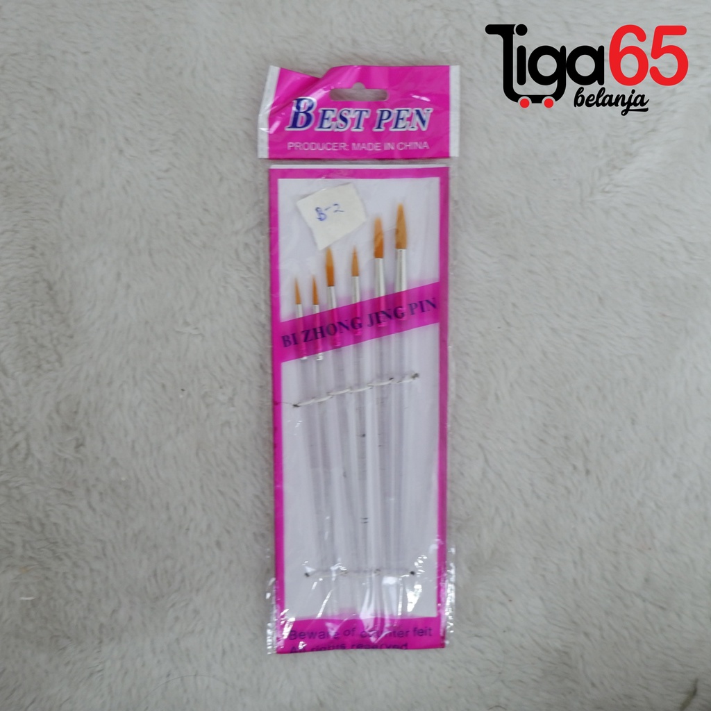 365 KUAS B-2 #40248 (6PCS/SET) Set Kuas Lukis / Brush / Kuas Cat Transparan