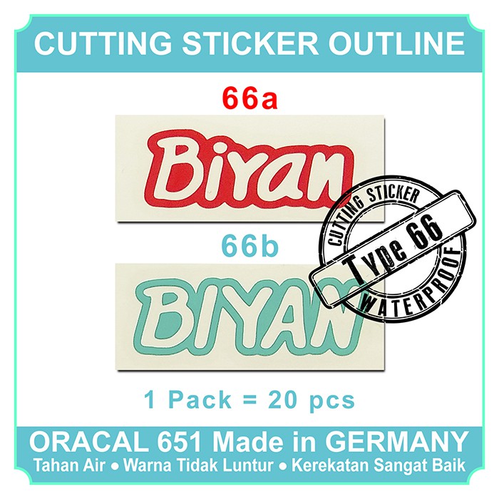

Cutting Sticker Outline Waterproof Type 66-70