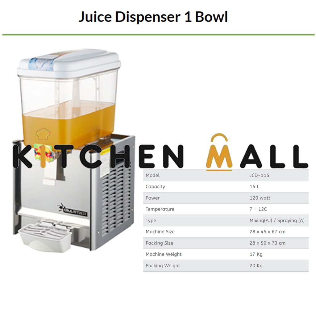 WIRASTAR JCD-115 JUICE DISPENSER / MESIN JUS DISPENSER / PENDINGIN JUS