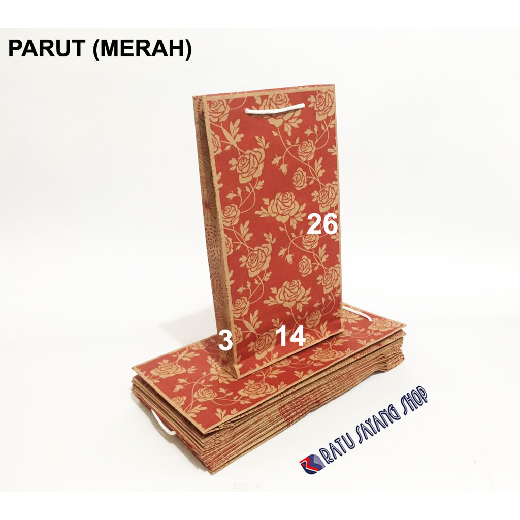 

TAS PAPER BAG PARUT MERAH (14 X 3 X 26)