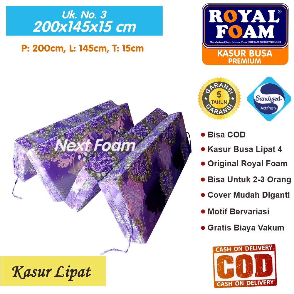 Kasur Busa Lipat Royal Foam Ukuran No 3 200x145x15 cm Tebal 15 cm D16 ORIGINAL Garansi 10 Tahun