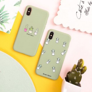 SOFT CASE CUTE GREEN CACTUS FOR IPHONE OPPO VIVO