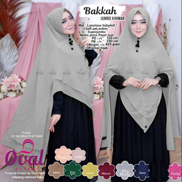 Bakkah Jumbo Khimar - Khimar - Khimar Syar'i - Hijab Syar'i - Jilbab Syar'i - Original by Oval Hijab