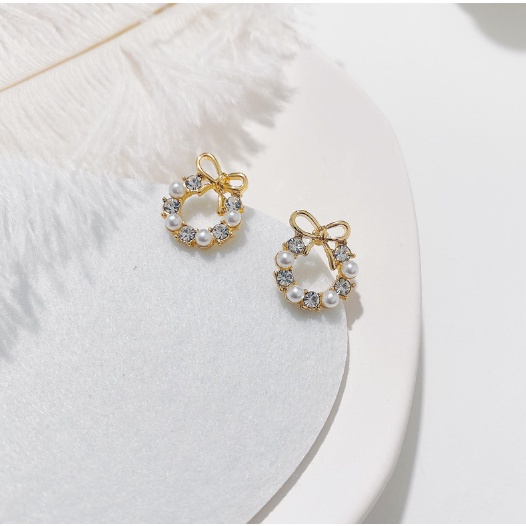 ANTING KOREA TUSUK TITANIUM ANTING WANITA GIWANG MUTIARA RETRO ELEGANT AKESORIS FASHION ANAK PEREMPUAN ANT46