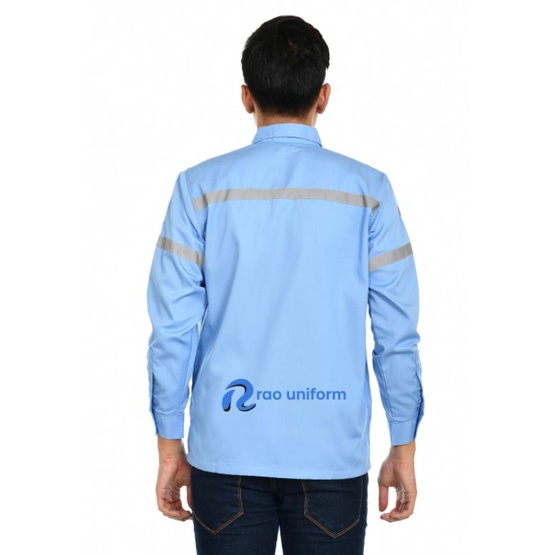 Atasan Wearpack Putih Tangan Panjang/Baju Safety/kemeja Proyek/Seragam Kantor/Lapangan