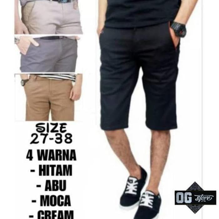 [BIG SIZE] Celana Chino Pendek Pria mick pinggang karet rip katun twill krem coklat surfing santaI