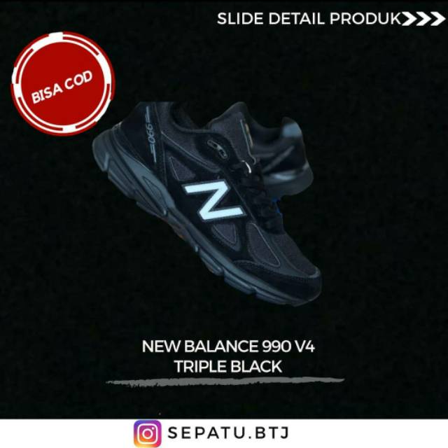 SEPATU SNEAKERS MURAH NEW BALANCE 990 V4 TRIPLE BLACK