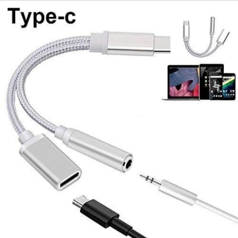 KABEL SPLITTER TYPE C 2 IN 1 JACK AUDIO 3.5MM & CHARGER MODEL CABANG II APRIADI AKSESORIS II