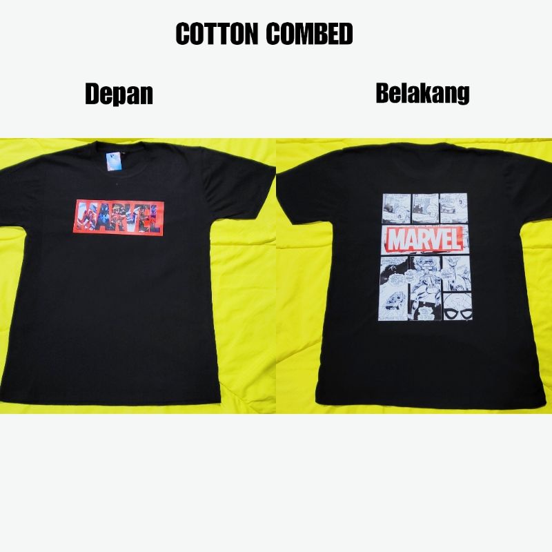 KAOS DISTRO KARAKTER MARVEL ANIME SABLON DEPAN BELAKANG pakaian kaos baju animasi kartun gambar