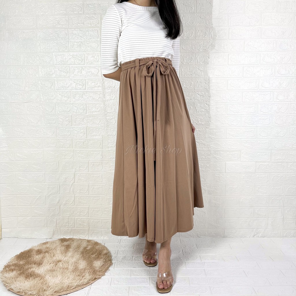 Rok Lebar Polos Payung Premium Import | Maxi Big Size | Flare Skirt Panjang |Mayung Basic Tali Jumbo-Milo Rok Tali